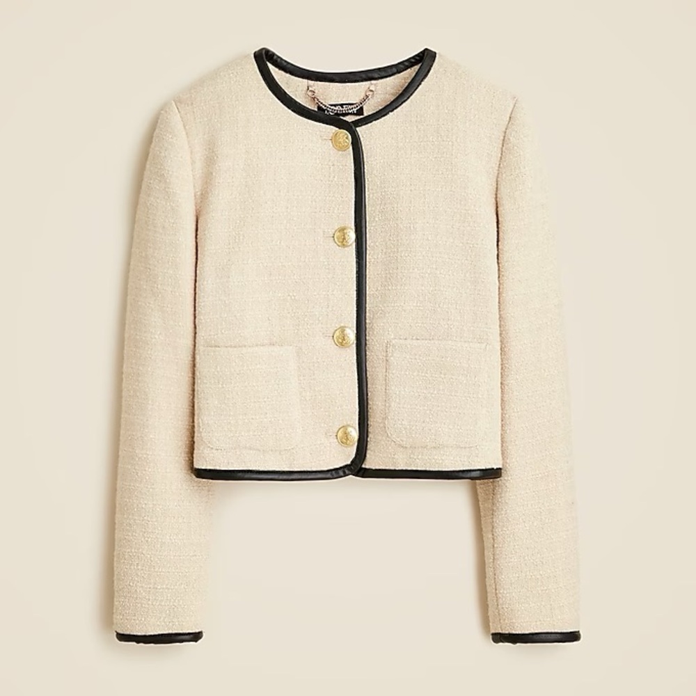 J. crew Tweed lady jacket with leather trim